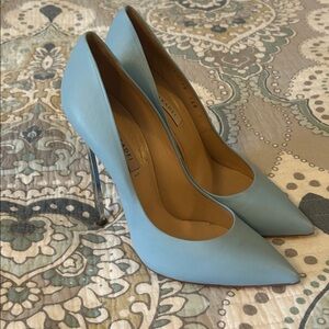 Casadei Blade Pumps Light Baby Blue Women's Italian Leather Heels
